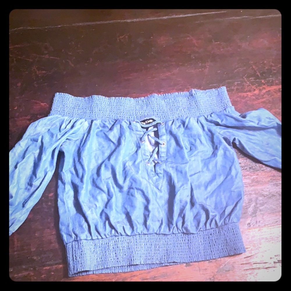 Jean off the shoulder shirt